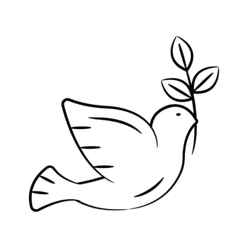 Catch a sight of this trendy doodle icon of dove carrying leaves in beak vector