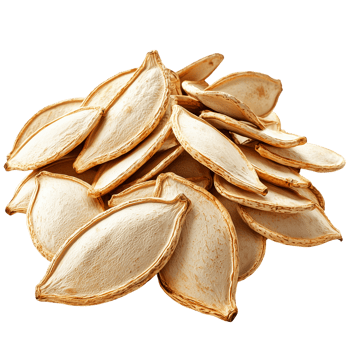 Pile of toasted pumpkin seeds ready for snacking or cooking ingredient use isolated on transparent background png
