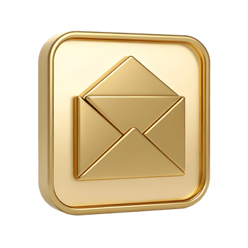 Gold Envelope Icon 3D Render Luxury Email Symbol Golden Mail Message App Design Element png