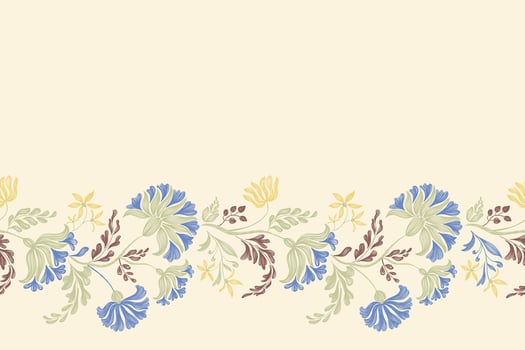Blue Floral pattern border seamless ethnic design abstract background indian vintage style. vector
