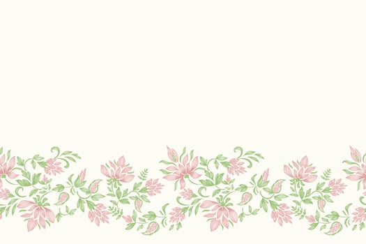 Vintage Floral pattern seamless Lotus water Lilly flower motifs border background frame embroidery. Ethnic Ikat pattern indian flower design hand drawn. vector