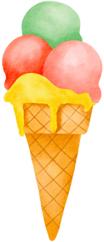 Colorful triple scoop ice cream png