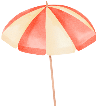 Red and yellow beach umbrella illustration png