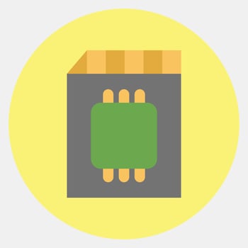 Icon memory card. Computer components elements. Icon in color mate style. vector