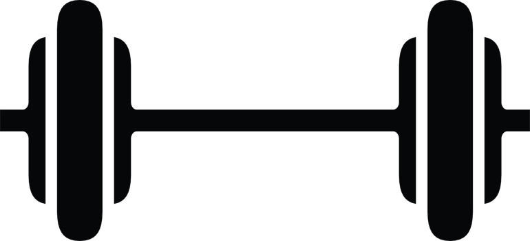 Simple black dumbbell icon, a universal symbol for fitness, weight training, and exercise, clean illustration for gym and health-related designs, high resolution available png