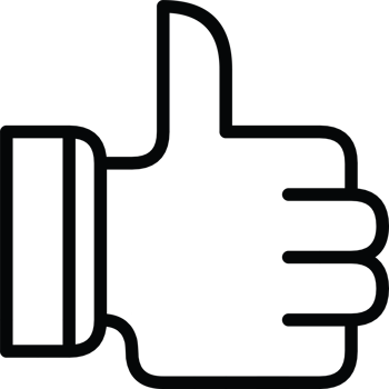 Simple outline of a thumbs up icon, a universal symbol for approval, like, and agreement, clean line art illustration for social media and feedback, high resolution available. png