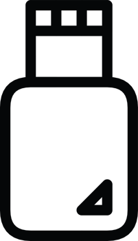 Simple outline of a USB drive icon, a common symbol for data storage, file transfer, and technology, clean line art illustration for digital and computer themes, high resolution available. png