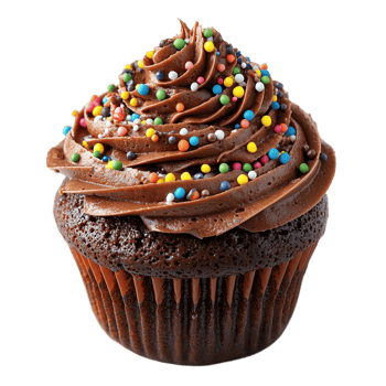 Delicious chocolate cupcake with sprinkles dessert bakery sweet treat food isolated on transparent background png