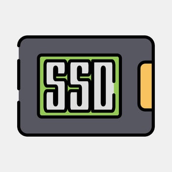 Icon ssd. Computer components elements. Icon in filled line style. vector