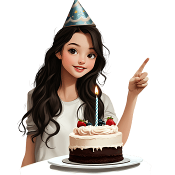 Birthday Girl with Cake Happy Birthday Illustration against transparent background png