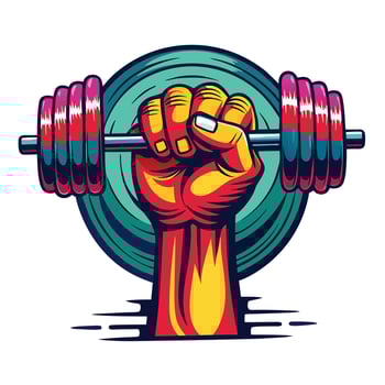 illustration of strong hand holding barbell fitness training and gym motivation vector
