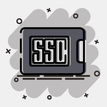Icon ssd. Computer components elements. Icon in comic style. vector
