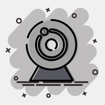 Icon camera. Computer components elements. Icon in comic style. vector