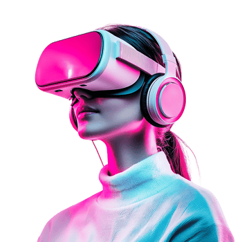 Woman Experiencing Immersive VR Technology against transparent background png