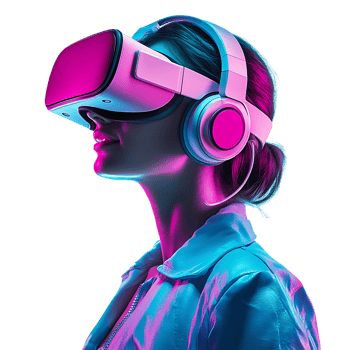 Woman Experiencing Immersive Virtual Reality against transparent background png