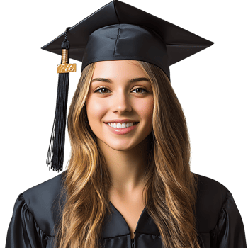 Celebrating Graduation A Smiling Graduate in Cap and Gown against transparent background png