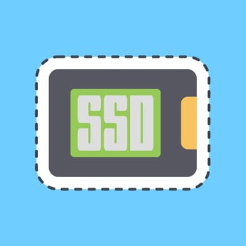Cutting line sticker ssd. Computer components elements. vector