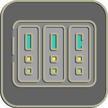 Icon data center. Computer components elements. Icon in embossed style. vector