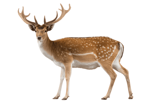 Majestic fallow deer buck with antlers isolated transparent background wildlife photography png