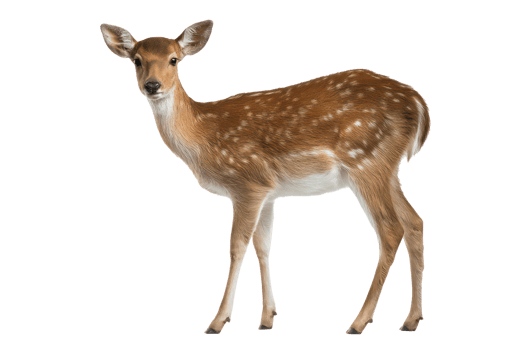 Adorable fawn young spotted deer isolated transparent background wildlife photography png