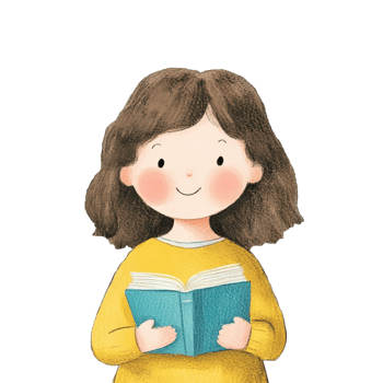 Illustration of Girl Reading a Book png