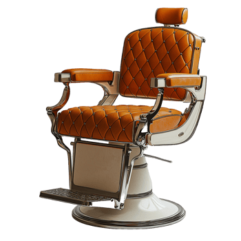 Vintage barber chair professional salon equipment for men's grooming service isolated on transparent background png