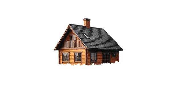 Log cabin home design architecture chalet building residence real estate isolated on transparent background png