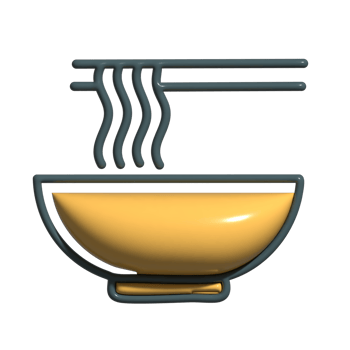 3D Cartoon Ramen Bowl Noodles with Egg, Pork, and Vegetables png