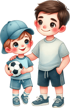 Father and son enjoying a game of soccer together png