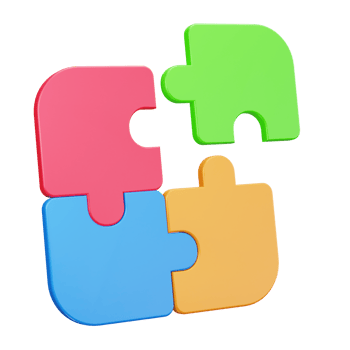 Four colorful puzzle pieces. png