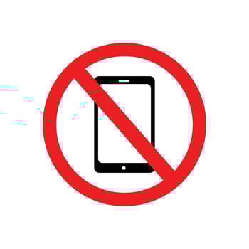 no phone, no cell phone, no mobile, prohibited, forbidden icon symbol vector