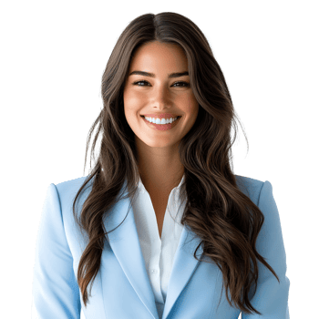 Portrait of Smiling Businesswoman, A Professional and Confident Woman in Blue Suit Isolated on Transparent Background png