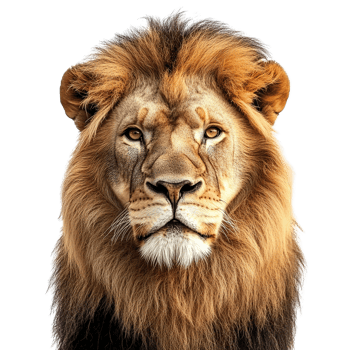 Close Up of Lion Face, Wildlife Animal, Isolated at the Transparent Background png