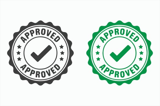 Approved Seal Stamps in Black and Green vector