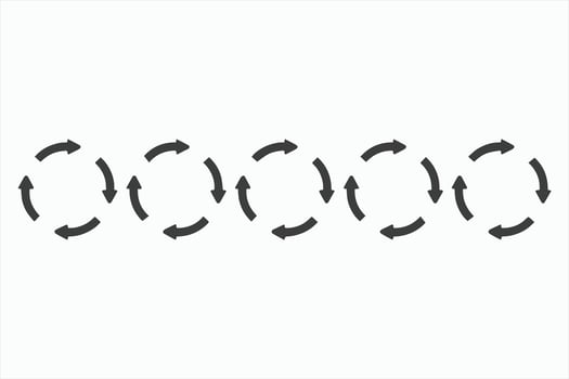 Five Circular Arrows Indicating Continuous Process Flow vector