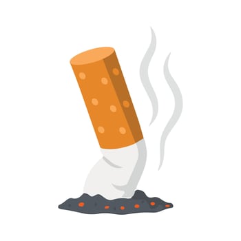 Cigarette Butt Stub with Smoke vector