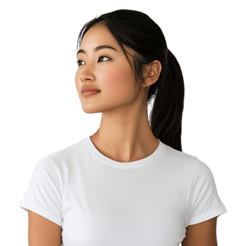 Portrait of A Woman Looking Away with Ponytail Isolated at Transparent Background png