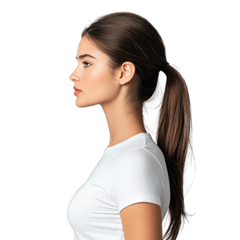 Portrait of A Woman Looking Away with Ponytail Isolated at the Transparent Background png