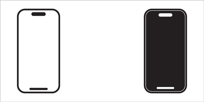 Realistic Smartphone Mockup with White and Black Screen. Simple mobile phone icon set. Detailed UI UX Branding Mockup. Modern Mobile Device Template Illustration vector