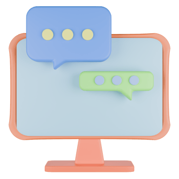3D Render of Computer and Chat Bubble png