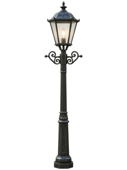 Classic Metal Streetlight with Glowing Bulb on Transparent Background png