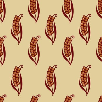 Curved Wheat Ears Seamless Pattern vector