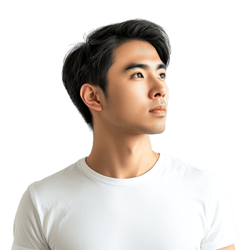 Handsome Man Looking Away Portrait Isolated at the Transparent Background png