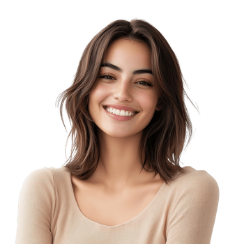 Portrait of A Smiling Beautiful Woman with Brunette Hair Isolated on the Transparent Background png