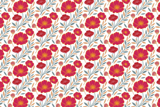 cotton flower fashion wrapping paper, outline pillow design sketch, textile floral texture motif, one line print artwork trend, hand drawn pattern inspiration vector