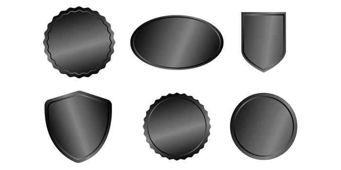 Set of Black Badge Silhouettes and Shield Icons vector