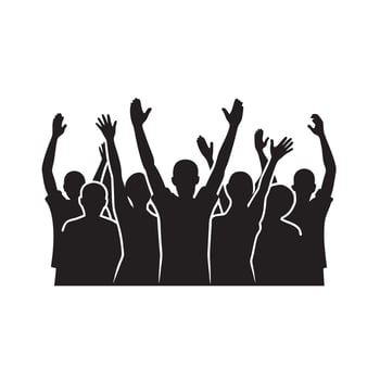 Concert Crowd Cheering Silhouette vector