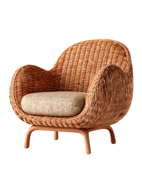 Woven Armchair with Soft Cushion Perfect for Cozy Living Spaces png