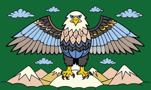 A Hand drawn bald eagle spreading the wings vector
