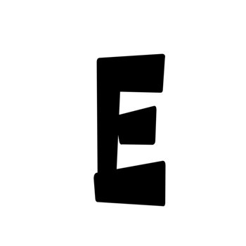The letter e is shown in a black and white image png